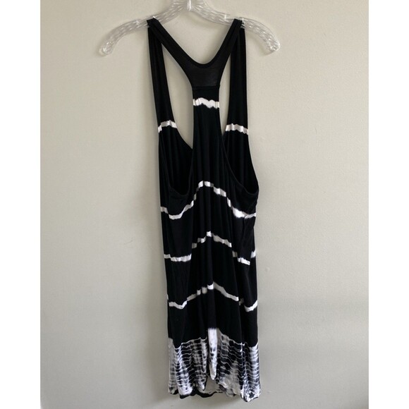 LUCKY BRAND Swimwear Black & White Dress Tie Dye Coverup Size Large Boho Beach - Picture 4 of 6